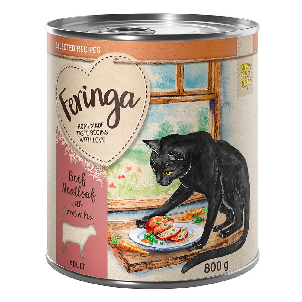 Feringa Recettes sélectionnées 6 x 800 g pour chat - pain de viande, carottes, petits pois (6 x 800 g)