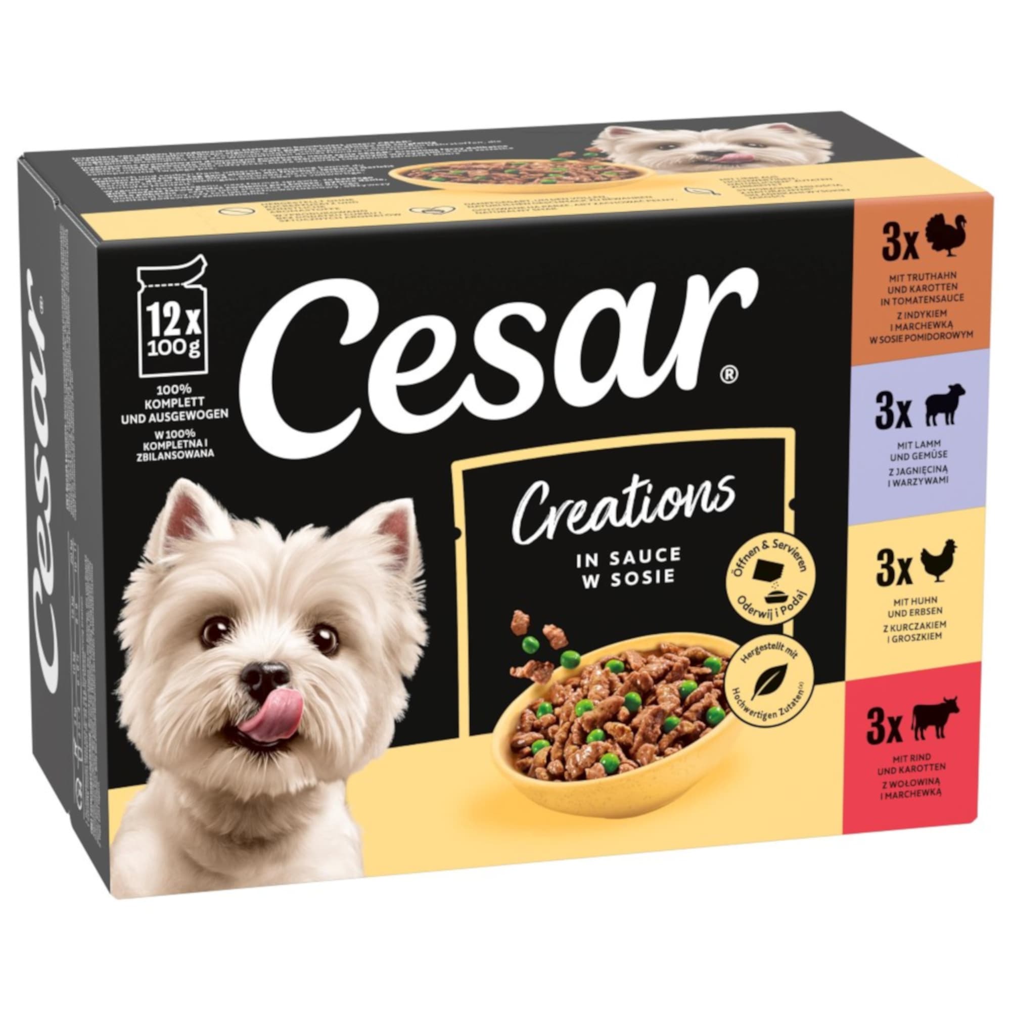12x100g Cesar Sélection Viande et légumes en sauce nourriture humide pour chien